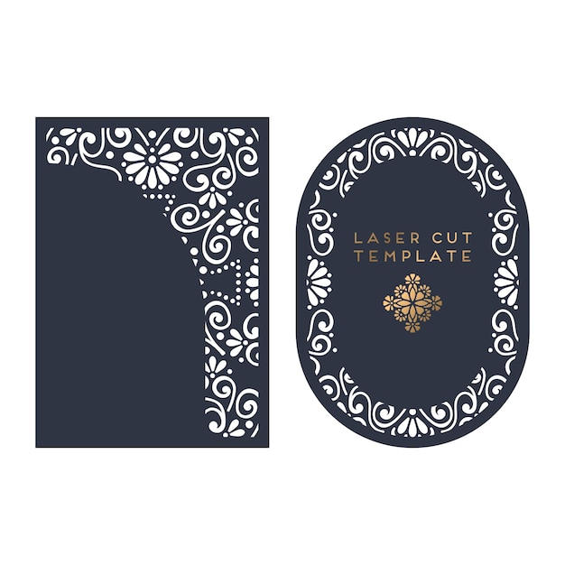 Vector wedding card laser cut template