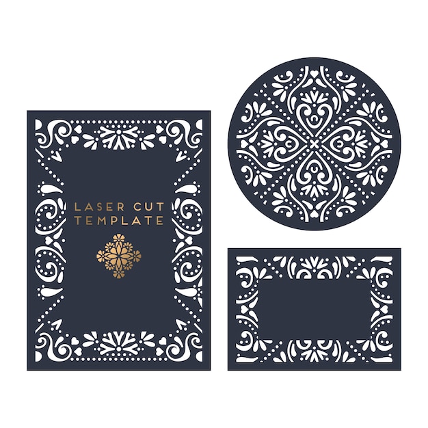 Vector wedding card laser cut template