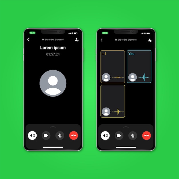 Vector whatsapp call app ui template mockup