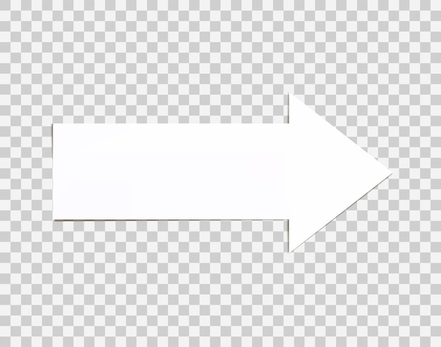 Vector White Arrow Isolated on Transparent Background Paper Arrow with Shadow Right Direction Pointer