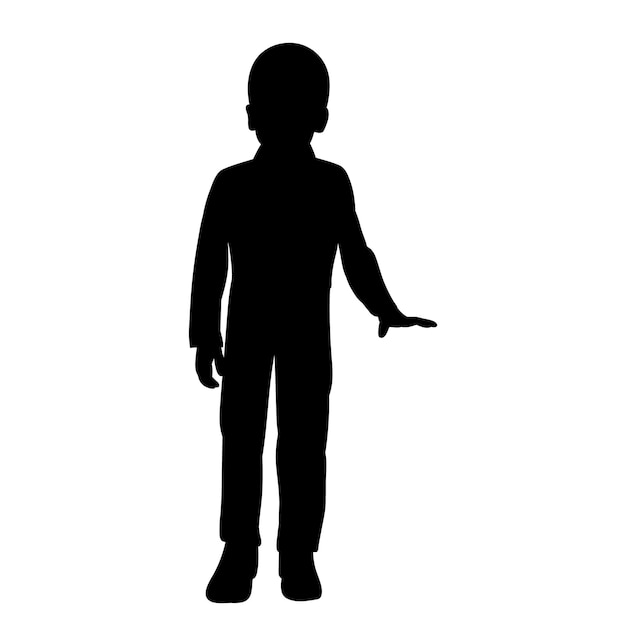 Vector on a white background black silhouette of a boy