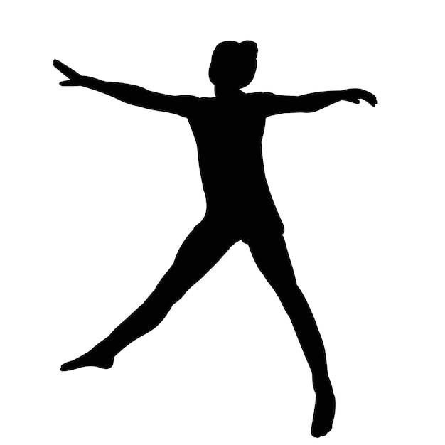 Vector on a white background black silhouette of a dancing girl isolated