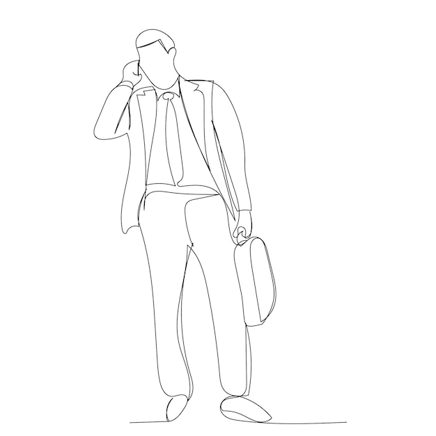 Vector on a white background continuous line drawing businessman