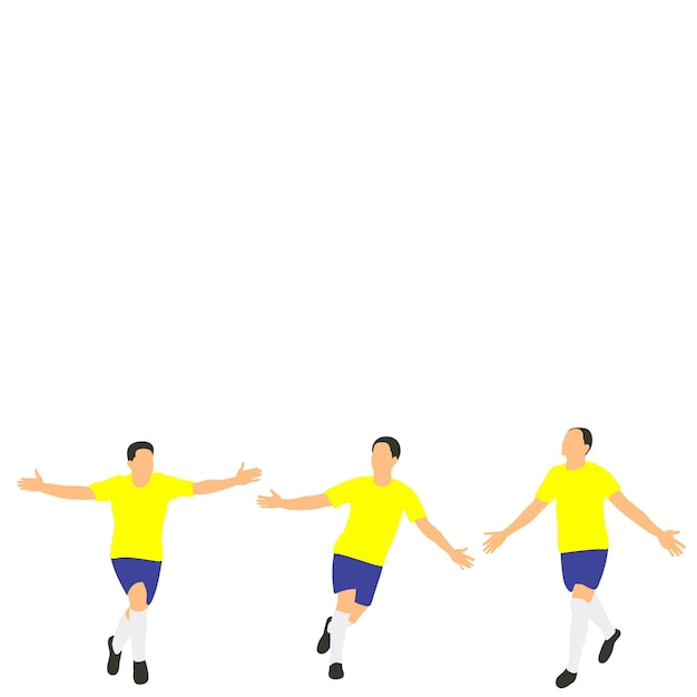 Vector on a white background in a flat style a soccer player is running team