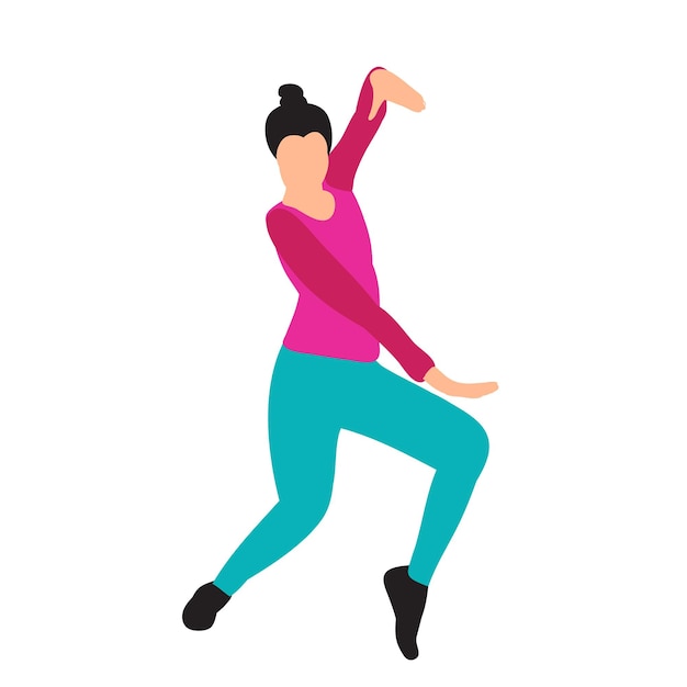 Vector on a white background girl dancing flat style