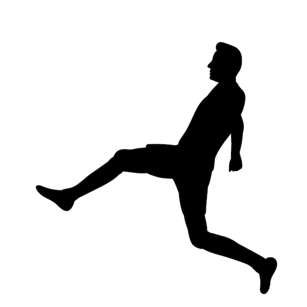 Vector on a white background male soccer player black silhouette