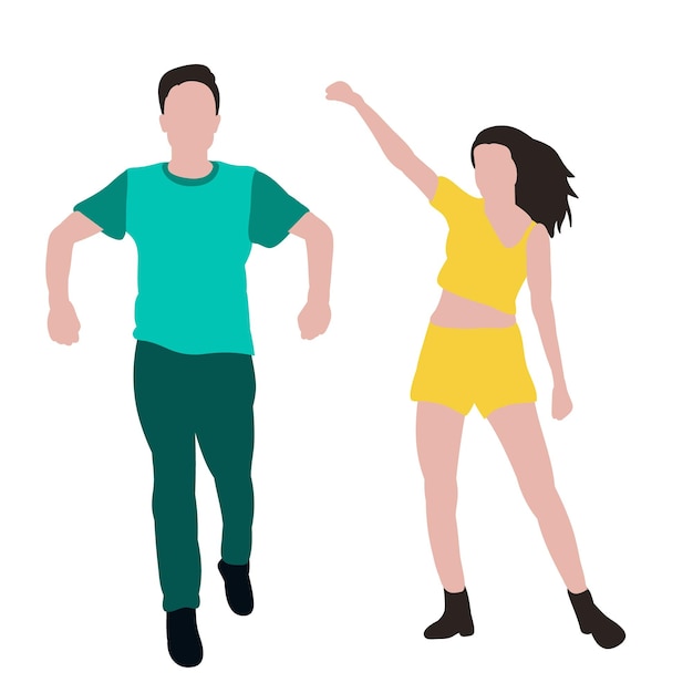 Vector on a white background people without a face dance