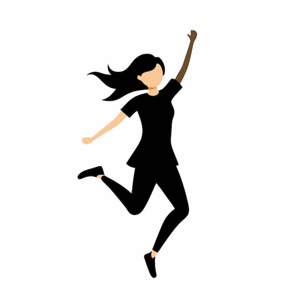 Vector on white background silhouette girl jumping 6