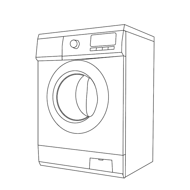 Vector white background sketch of a washing machine