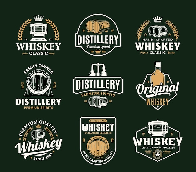 Vector vector white and gold vintage whiskey logo