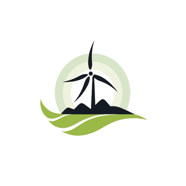 Vector of a wind turbine standing tall on a picturesque hilltop