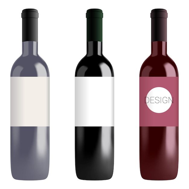 Vector wine bottle in mesh gradient style