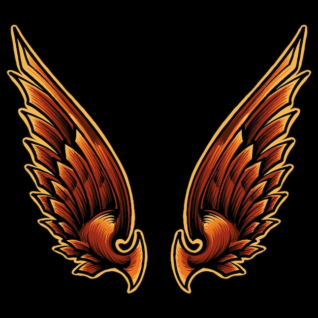 vector wings with red effect illustration art