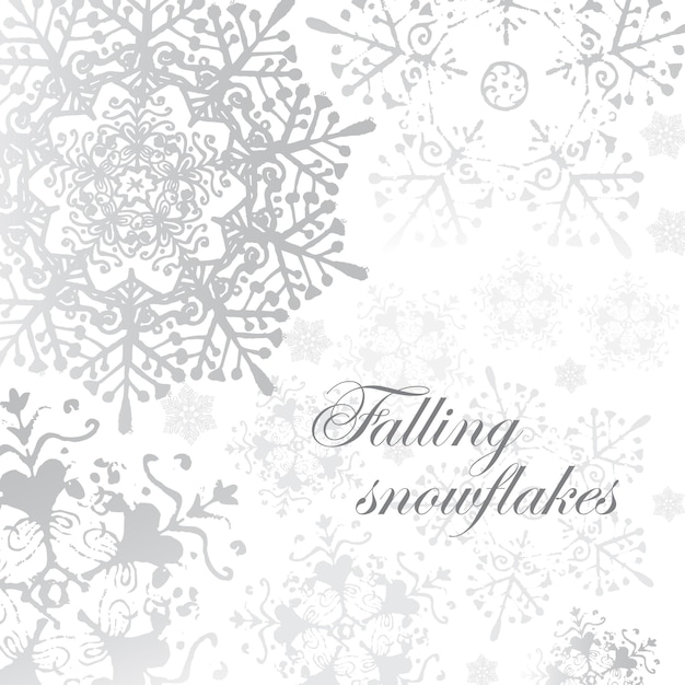 Vector winter grey snowflakes christmas pattern for card