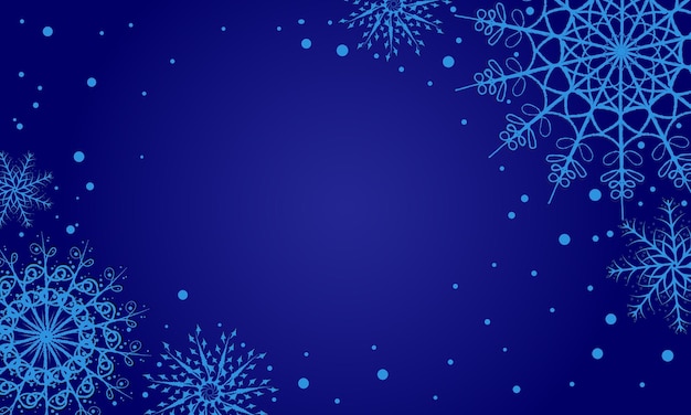 Vector winter llustration Snowflake elements of design ob blue background