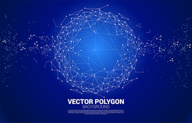 Vector Wireframe polygonal lines Connect dot Geometric sphere  background. 