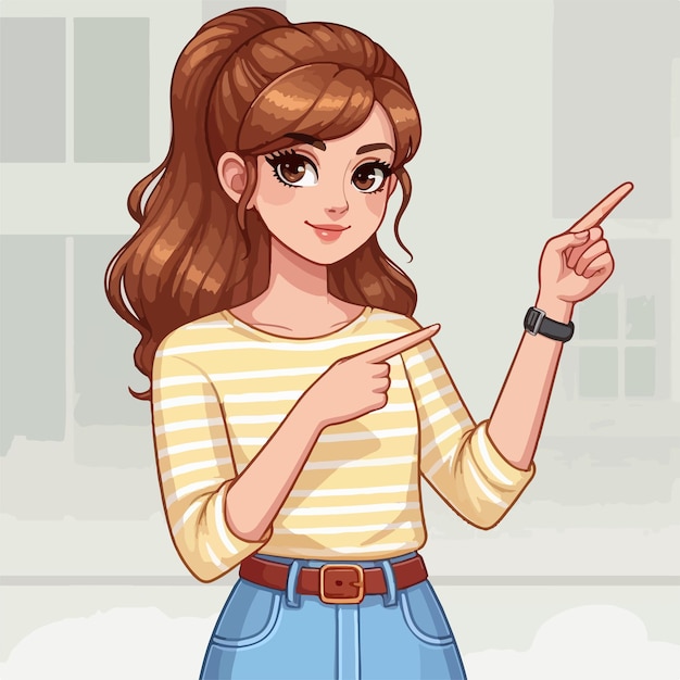 vector woman makes cartoon illustration of hand guide gestures