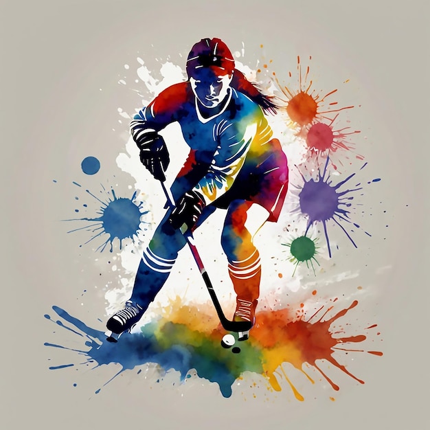 Vector a woman playing hockey ball