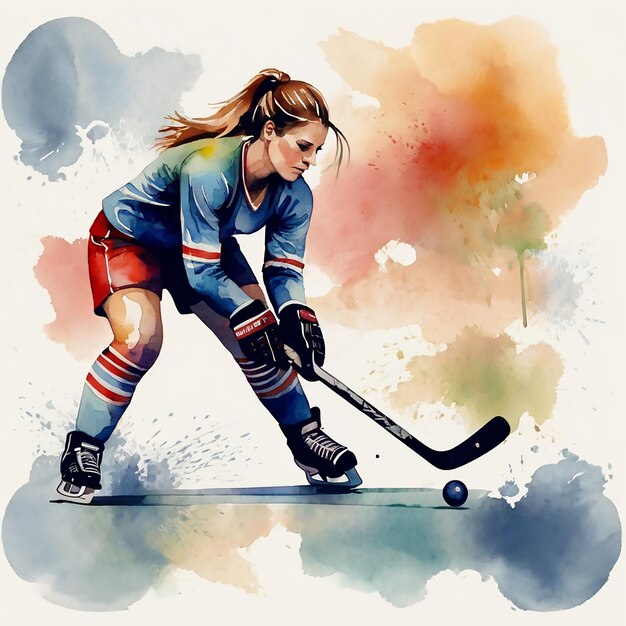 Vector a woman playing hockey ball