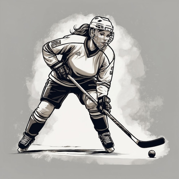 Vector a woman playing hockey ball