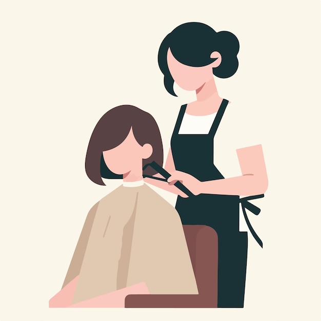 Vector vector of a woman shaving her hair in a flat design style