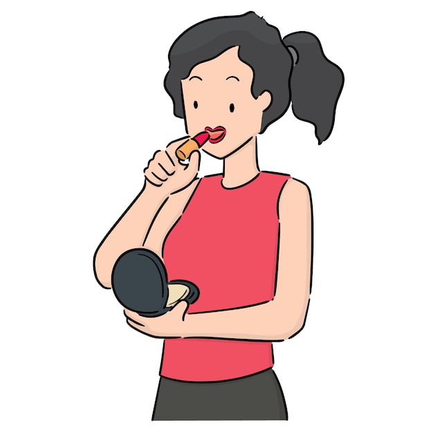 vector of woman using lipstick