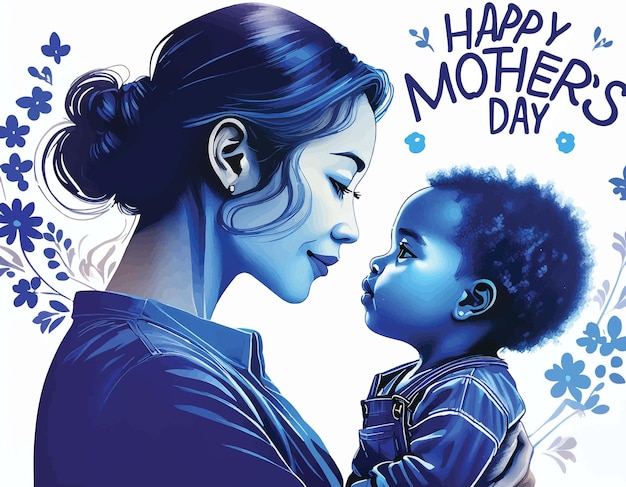 vector of a woman with her Baby on mothers day