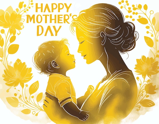 vector of a woman with her Baby on mothers day