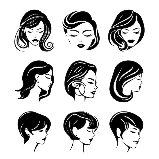 Vector women hair style set template