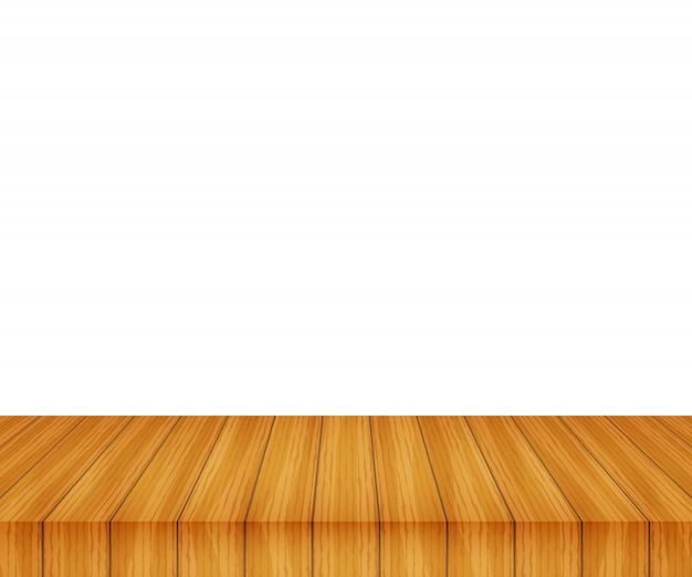 Vector wood table top on white background