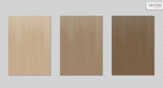 Vector vector wood texture background set beige and brown realistic wooden sheets isolated background eps10