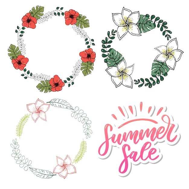 Vector word sale .Letters made of flowers and leaves Summer sale