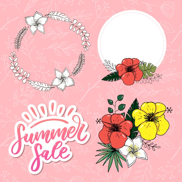 Vector word sale .Letters made of flowers and leaves Summer sale