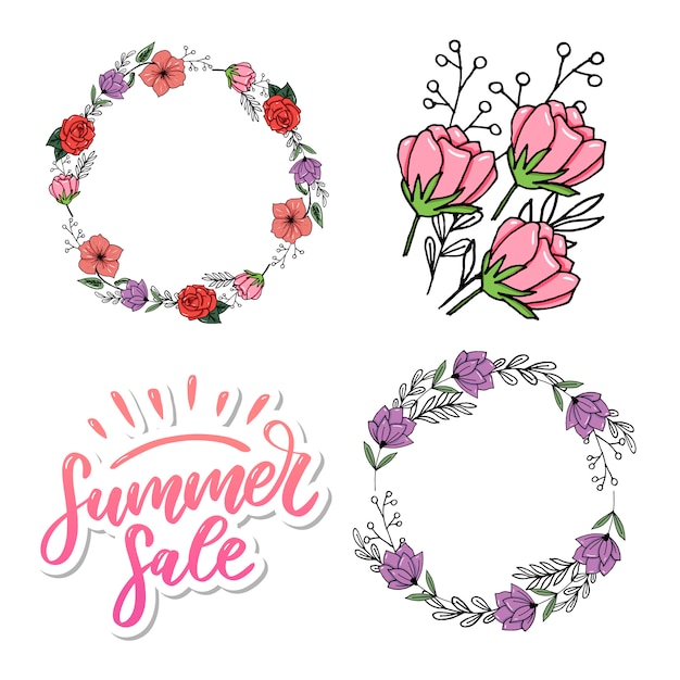 Vector word Summer sale .Letters made of flowers and leaves Summer sale Holiday