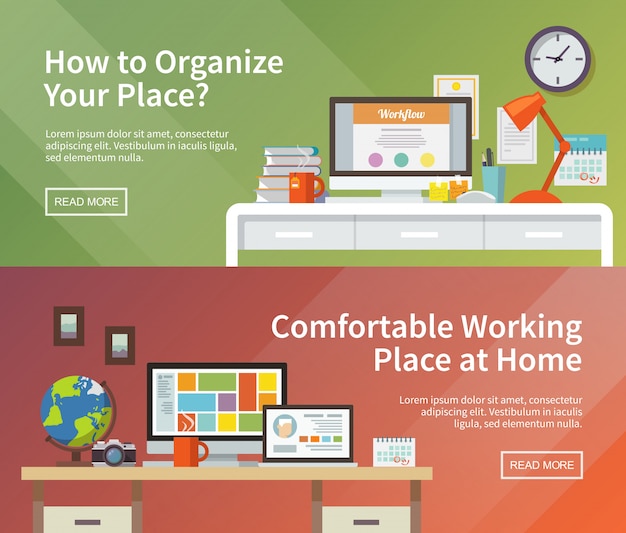 Vector workplace web banners