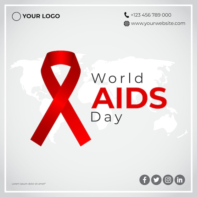 Vector World AIDS day banner with red ribbon