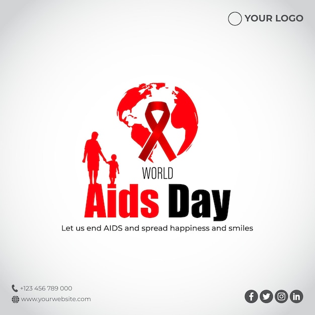 Vector World AIDS day banner with red ribbon