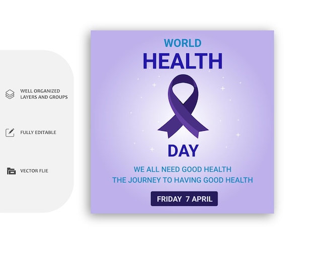 vector world health day social media post template with background