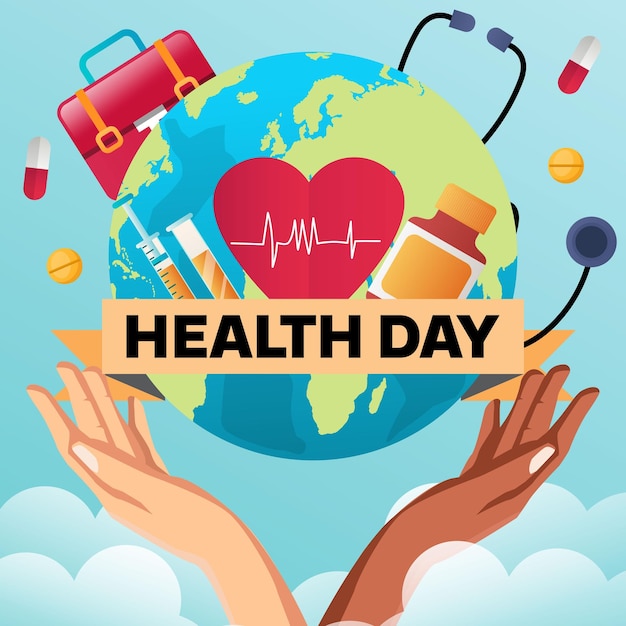 vector World Health Day vertical illustration design