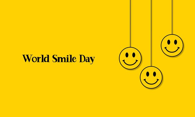 Vector vector world smile day yellow background with happy faces