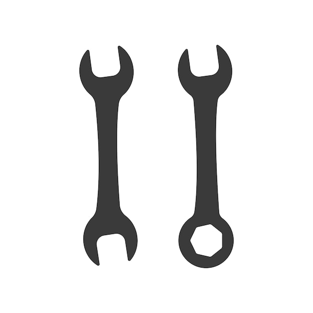 Vector wrench. Car service icon. Double Open End Wrench isolated. Repair Icon.