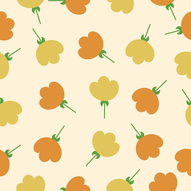 Vector yellow and orange flowers pattern