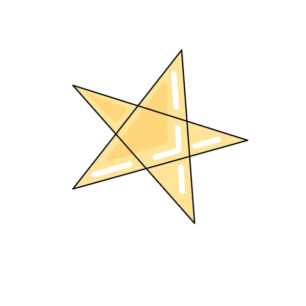 Vector yellow Star in flat style Pentagram isolated on white background Sticker icon outline