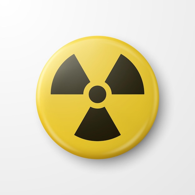 Vector Yellow Warning Danger Radiation Sign Button Badge Icon Isolated Nuclear Power Station Radioactive Warning Symbol Circle Round Dangerous Sign Design Template Top View