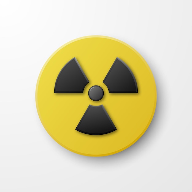 Vector Yellow Warning Danger Radiation Sign Button Badge Icon Isolated Nuclear Power Station Radioactive Warning Symbol Circle Round Dangerous Sign Design Template Top View