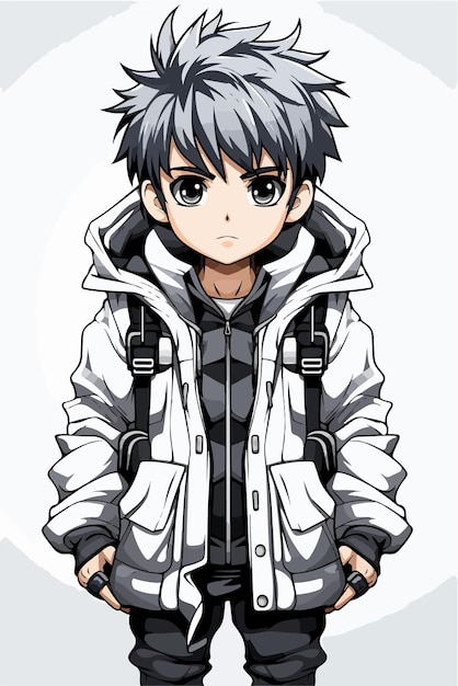 Vector young man anime style character vector illustration design manga anime boy