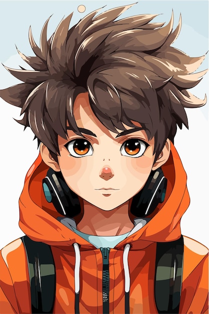 Vector young man anime style character vector illustration design manga anime boy