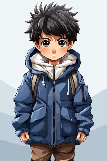 Vector young man anime style character vector illustration design manga anime boy