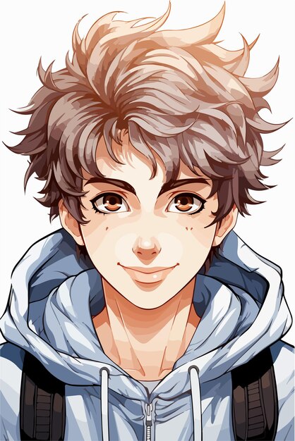 Vector young man anime style character vector illustration design manga anime boy