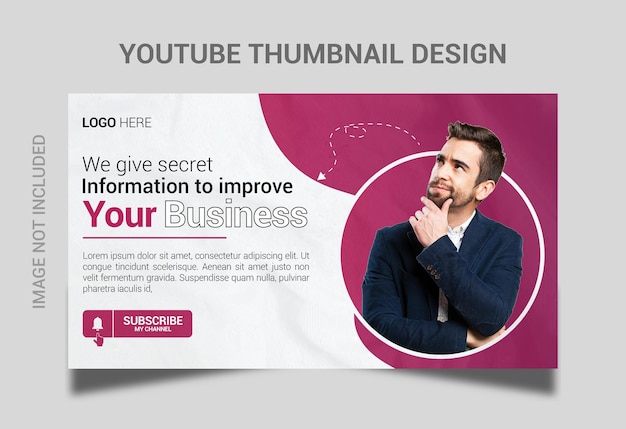 Vector youtube thumbnail design template with attractive and creative for business channel